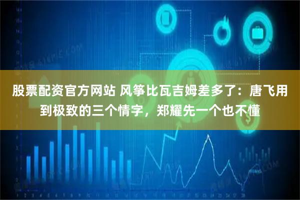 股票配资官方网站 风筝比瓦吉姆差多了：唐飞用到极致的三个情字，郑耀先一个也不懂